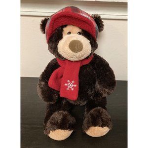 Hugfun St. Jude Travis Teddy Bear Plush Stuffed Animal Winter Scarf  Plaid Hat